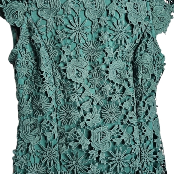 Lulu's fairycore green crochet open back lace floral dress - Picture 5 of 11